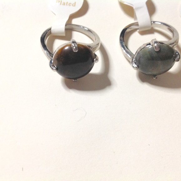 Lot of 3 Silver Tone Electroplated Gemstone Rings Size 8 - Picture 4 of 5